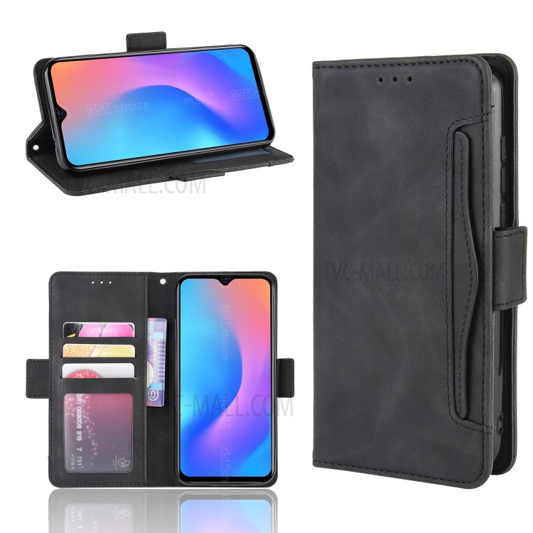 Wallet Stand Flip Leather Phone Shell for Blackview A60 Pro - Black-1