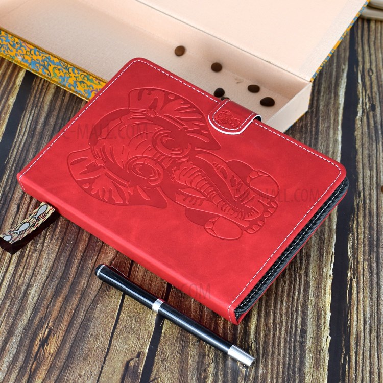 Impressas Elefante Padrão Shell Estande Couro Universal Para PC Tablet De 10 Polegadas - Vermelho-10