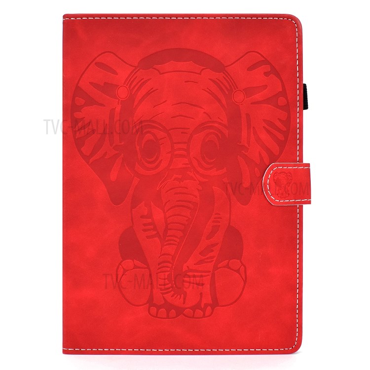 Impressas Elefante Padrão Shell Estande Couro Universal Para PC Tablet De 10 Polegadas - Vermelho-3