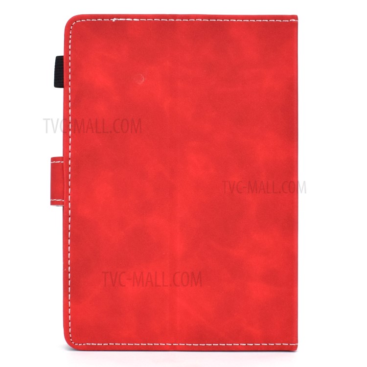 Impressas Elefante Padrão Shell Estande Couro Universal Para PC Tablet De 10 Polegadas - Vermelho-4