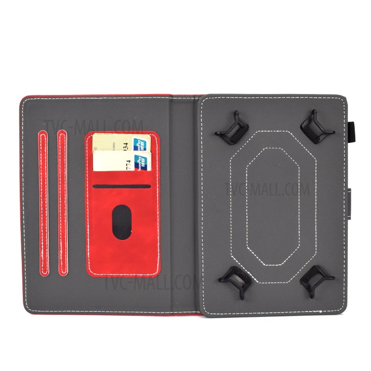 Impressas Elefante Padrão Shell Estande Couro Universal Para PC Tablet De 10 Polegadas - Vermelho-5