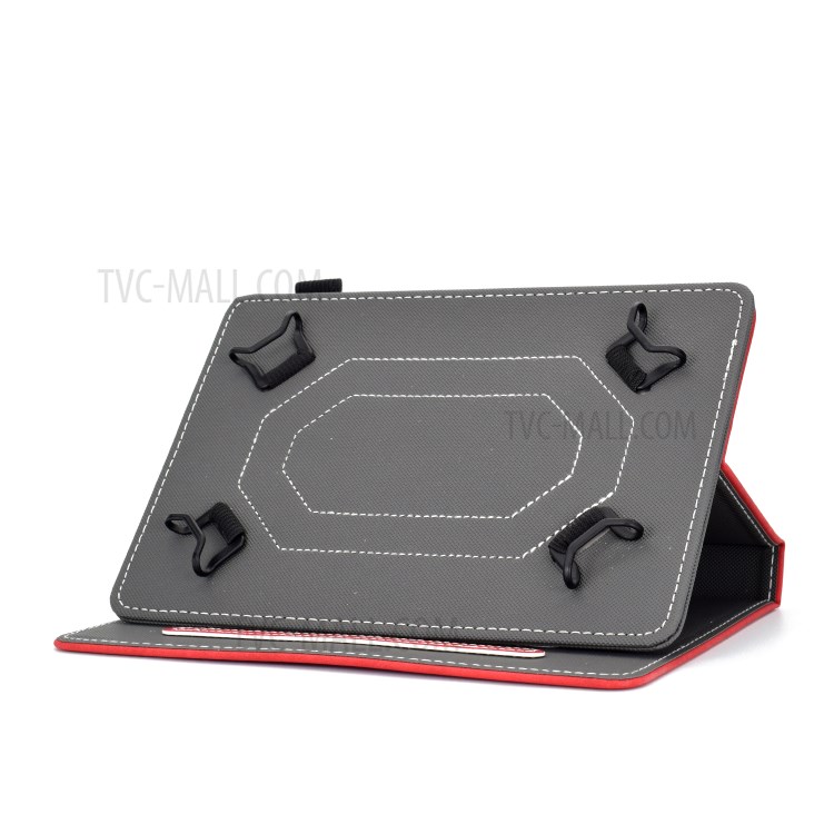 Impressas Elefante Padrão Shell Estande Couro Universal Para PC Tablet De 10 Polegadas - Vermelho-6