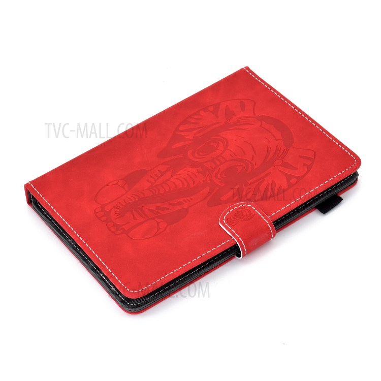 Impressas Elefante Padrão Shell Estande Couro Universal Para PC Tablet De 10 Polegadas - Vermelho-8