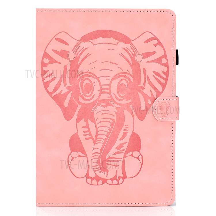 Caso Titular De La Tarjeta De Piel Universal Patrón Elefante Impreso Para PC Tablet 8 Pulgadas - Rosado-3