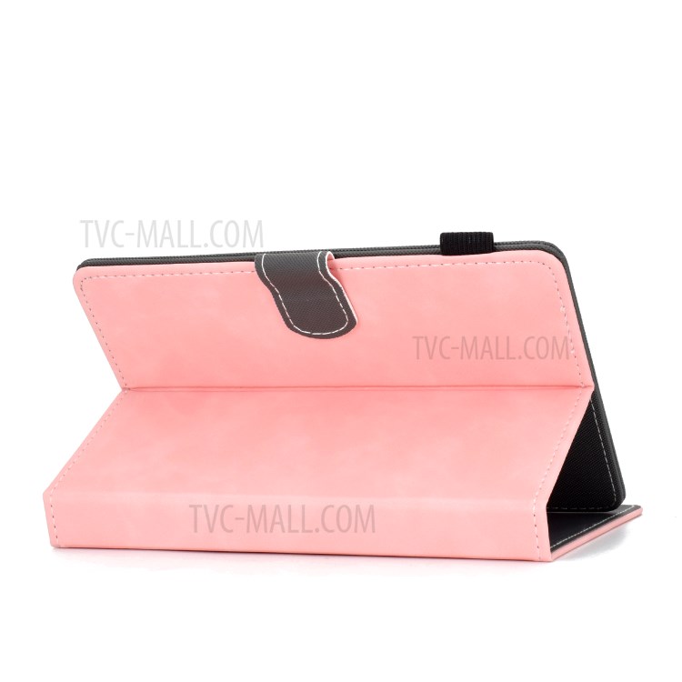 Caso Titular De La Tarjeta De Piel Universal Patrón Elefante Impreso Para PC Tablet 8 Pulgadas - Rosado-7