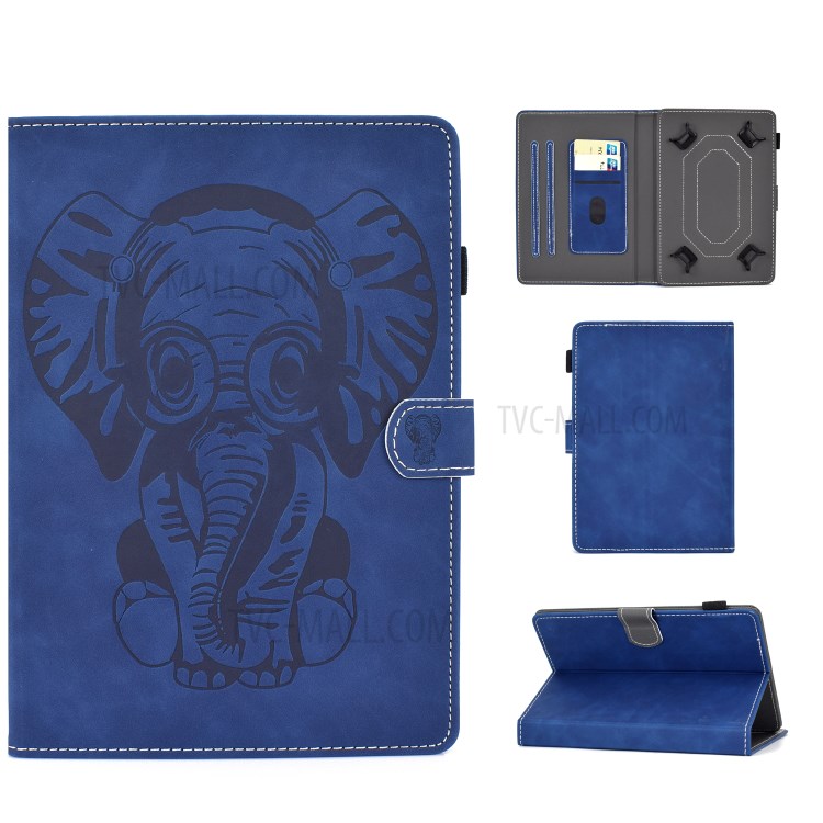 Caso Titular De La Tarjeta De Piel Universal Patrón Elefante Impreso Para PC Tablet 8 Pulgadas - Azul-1