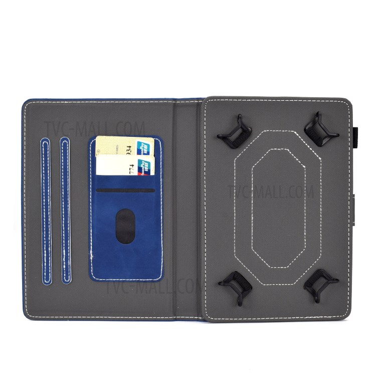 Caso Titular De La Tarjeta De Piel Universal Patrón Elefante Impreso Para PC Tablet 8 Pulgadas - Azul-5