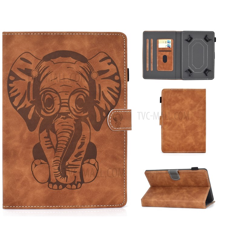 Druckt Elefantenmuster Universal-Leder-Kartenhalterkasten Für 8-Zoll-Tablet-PC - Braun-1
