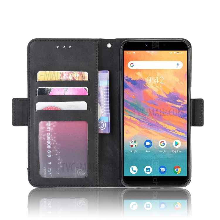 Wallet Stand Flip Leather Phone Cover for UMIDIGI A3S - Black-4