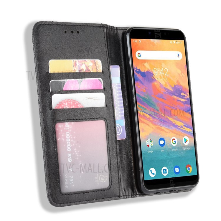 Auto-absorbed Retro Leather Special Cover for Umidigi A3s - Black-5