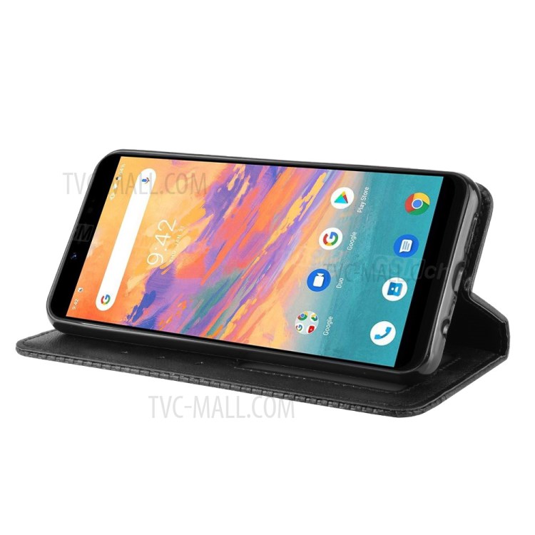 Auto-absorbed Retro Leather Special Cover for Umidigi A3s - Black-6