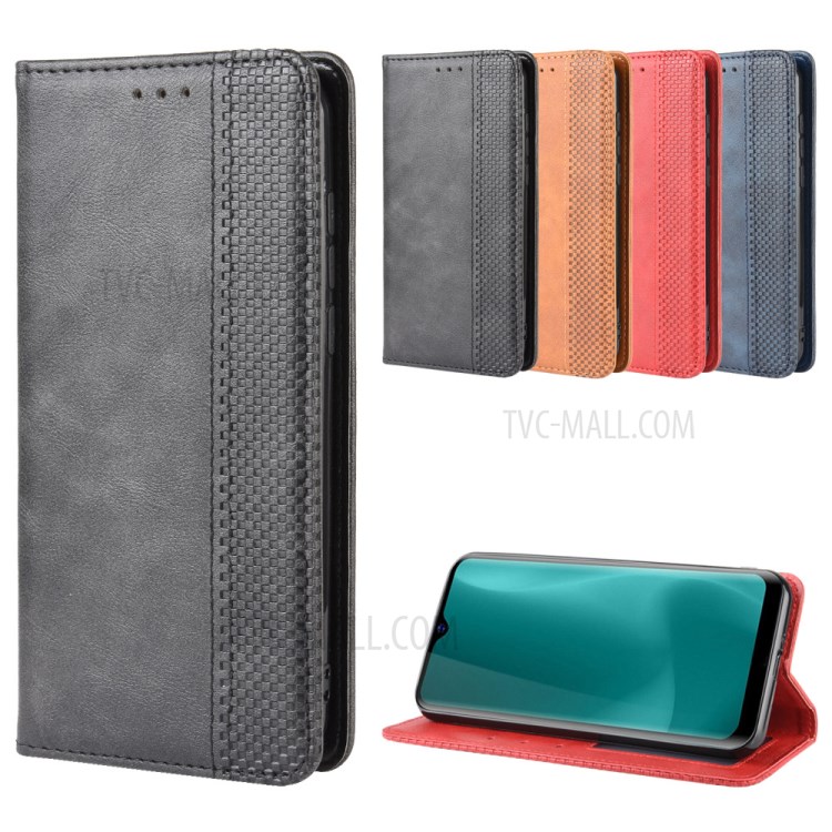 Vintage Style Wallet Leather Stand Case for Blackview A60 - Black-14