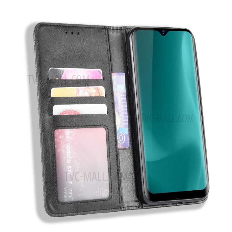 Vintage Style Wallet Leather Stand Case for Blackview A60 - Black-4