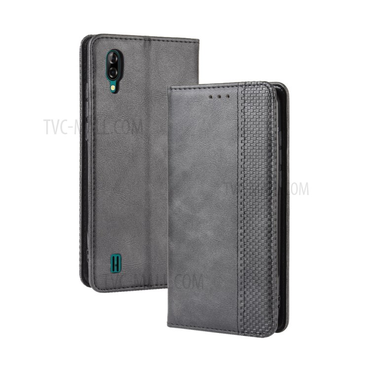 Vintage Style Wallet Leather Stand Case for Blackview A60 - Black-7