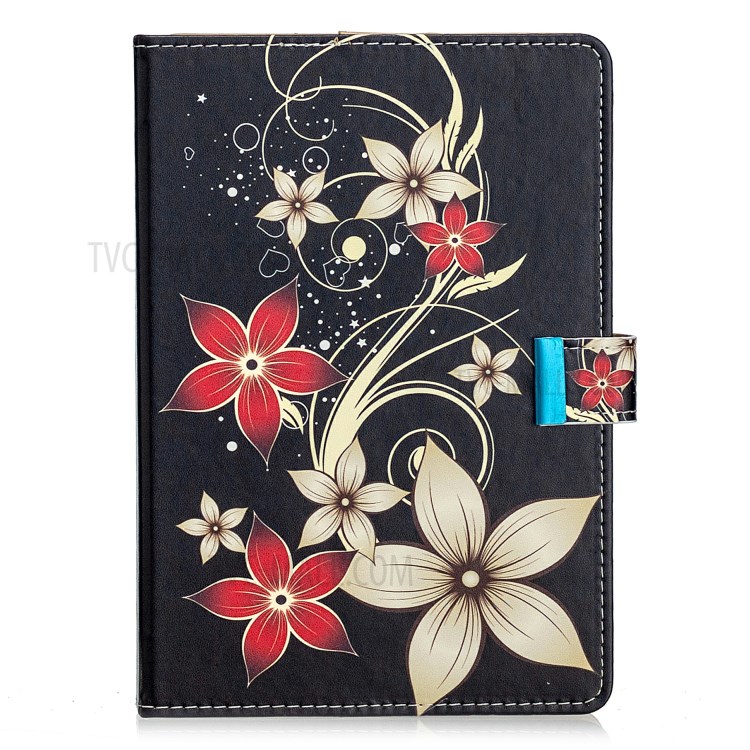 Universal Pattern Printing PU Leather + TPU Flip Tablet Cover for 7-Inch Tablets - Red Flower-2