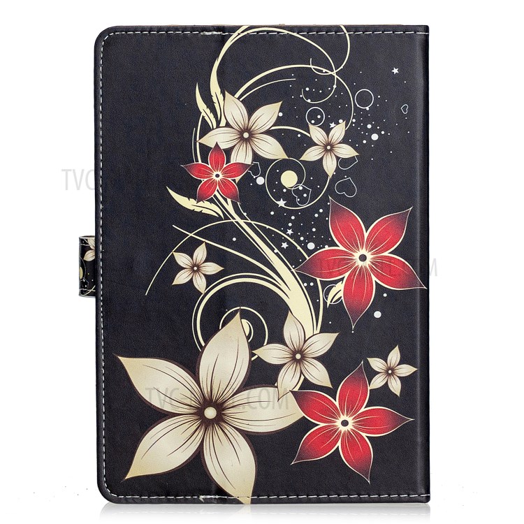 Universal Pattern Printing PU Leather + TPU Flip Tablet Cover for 7-Inch Tablets - Red Flower-3