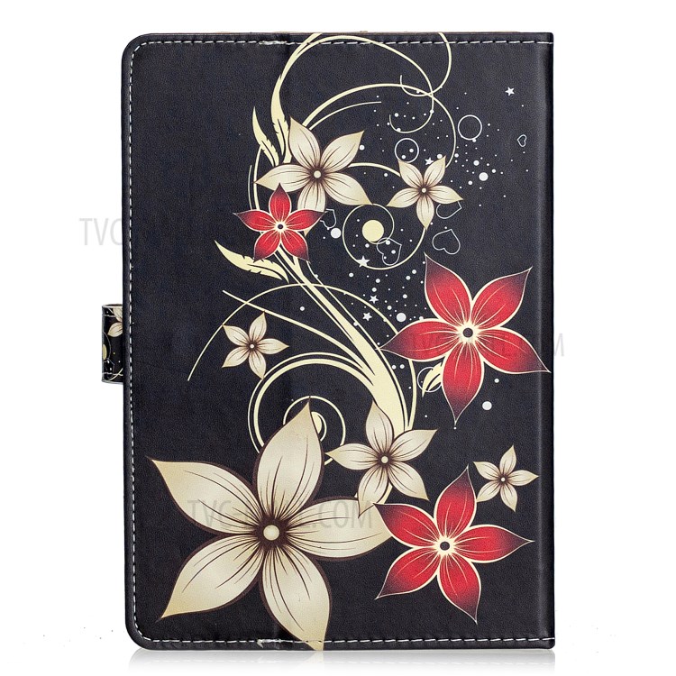 Universal Pattern Printing PU Leather + TPU Flip Tablet Cover for 7-Inch Tablets - Red Flower-3