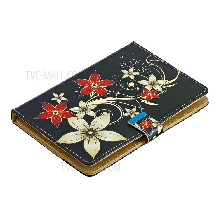 Universal Pattern Printing PU Leather + TPU Flip Tablet Cover for 7-Inch Tablets - Red Flower-6