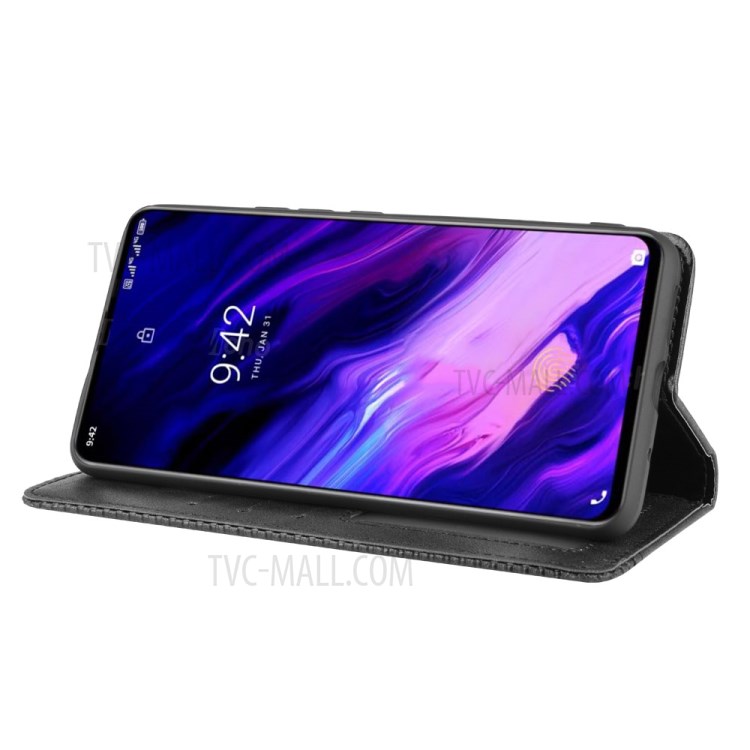 Auto-absorbed Retro PU Leather Shell Wallet Cell Phone Cover for Umidigi S5 Pro - Black-7