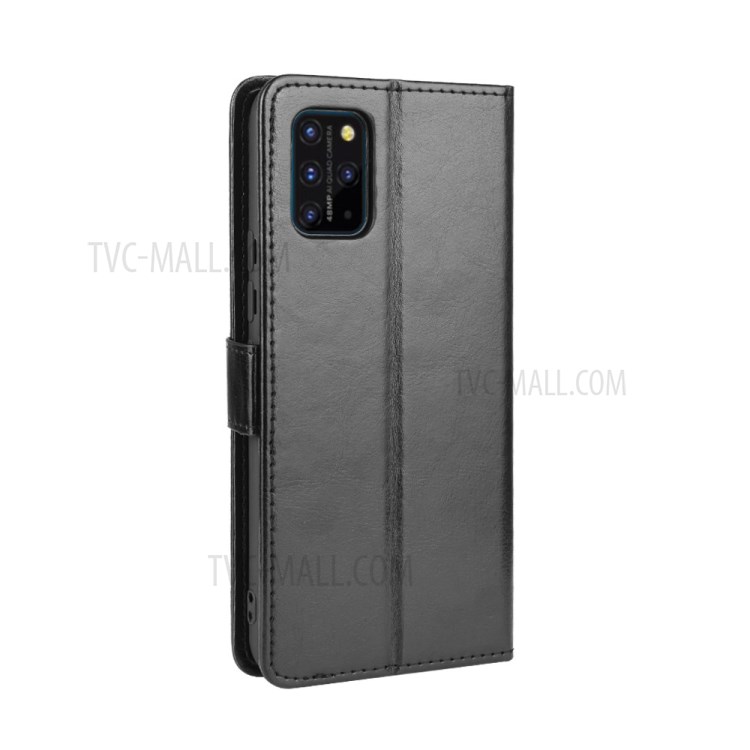 Custodia Protettiva Del Cuoio Del Basamento Portafoglio Cavallo Pazzo Con La Cinghia Per Umidigi S5 Pro - Nero-7