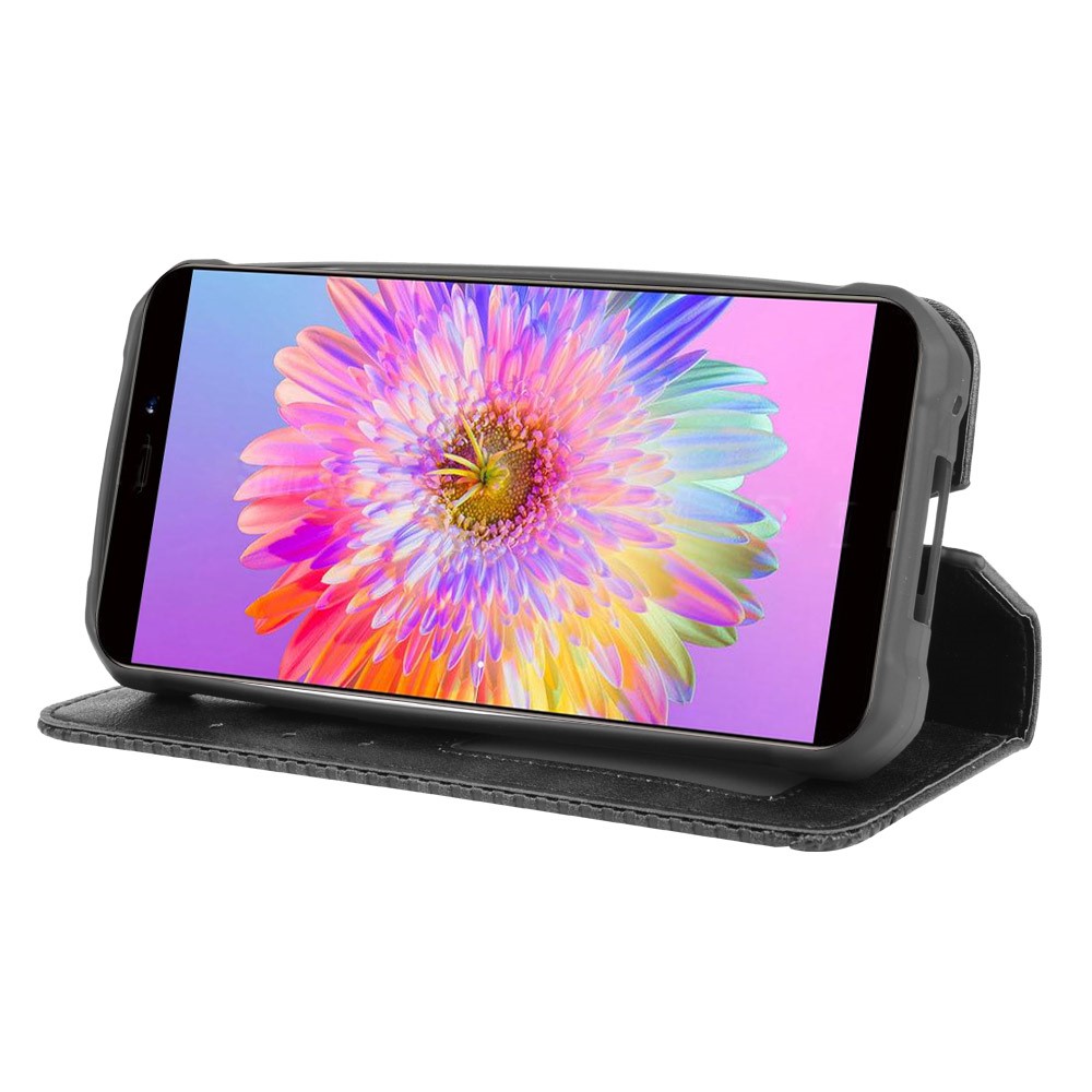 Auto-absorbiert Retro PU-Leder Shell Brieftasche Handyabdeckung Für Oukitel WP5 - Schwarz-6