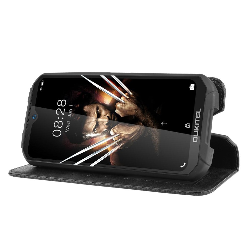 Cassa Del Telefono Del Cuoio Del Raccoglitore Di Stile Vintage Per WP6 Oukitel - Nero-6