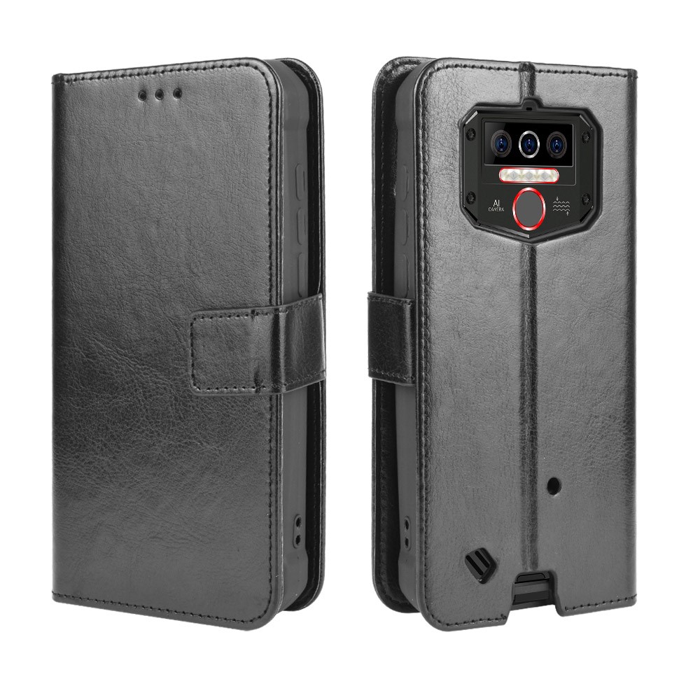 Fou Cas Stand En Cuir Portefeuille De Cheval Pour Oukitel WP5 - Noir-2