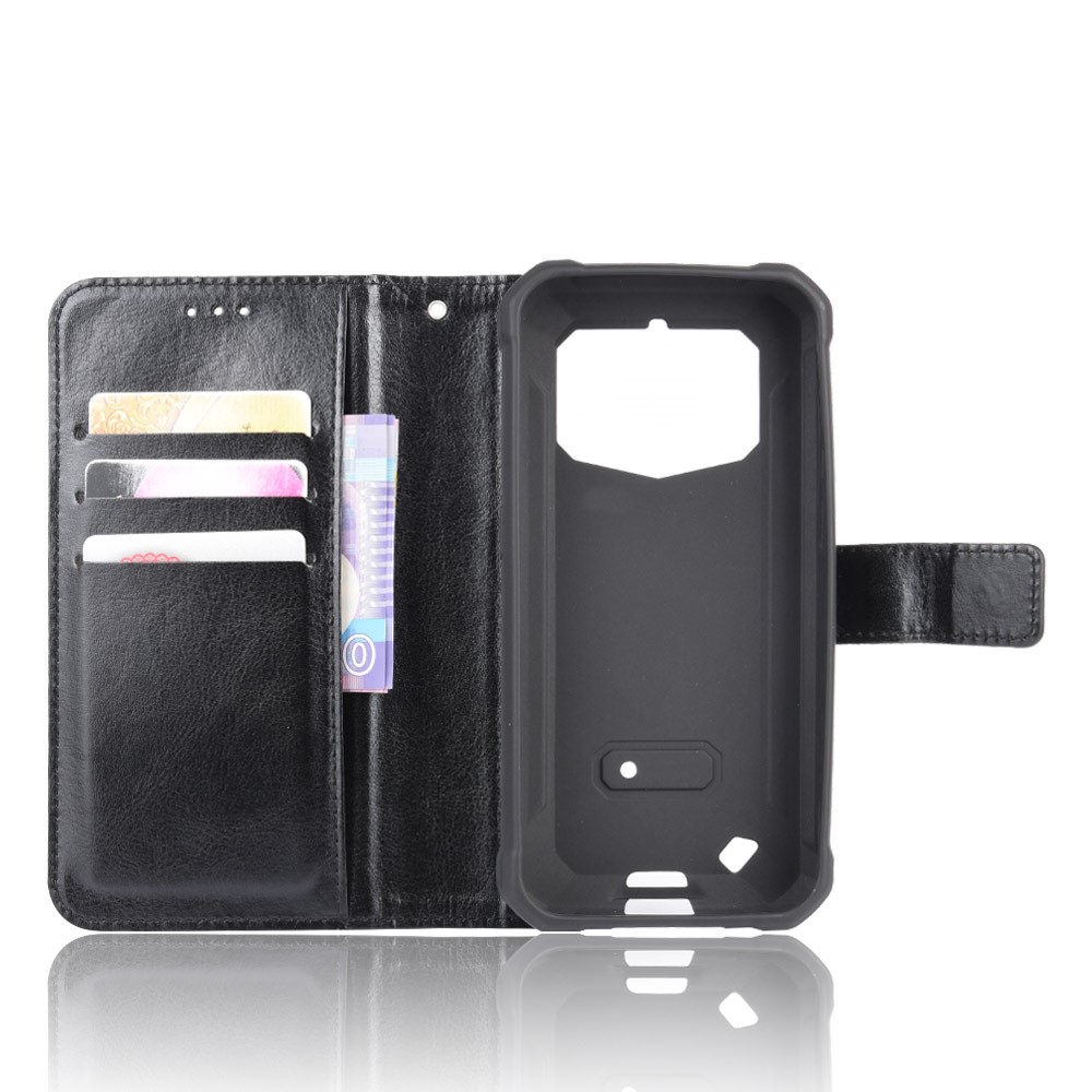 Fou Cas Stand En Cuir Portefeuille De Cheval Pour Oukitel WP5 - Noir-4