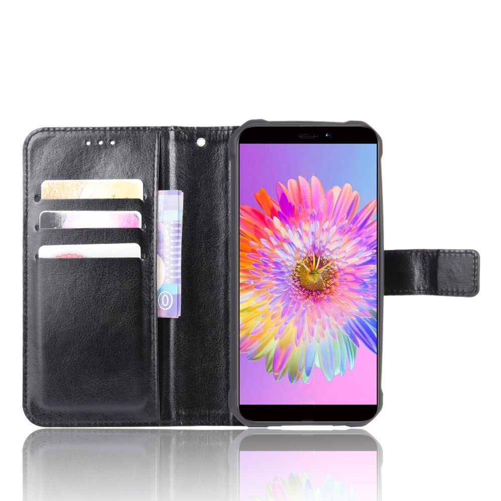 Fou Cas Stand En Cuir Portefeuille De Cheval Pour Oukitel WP5 - Noir-5