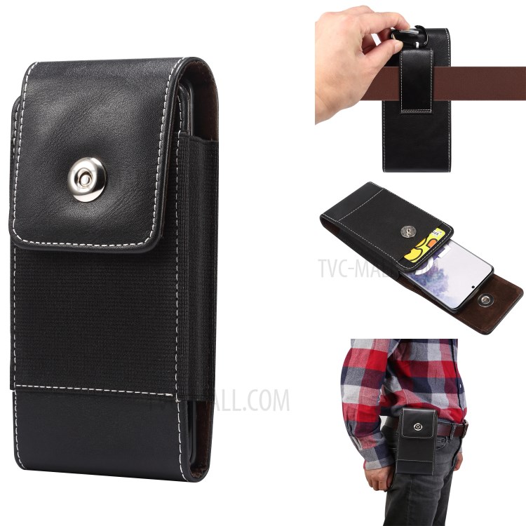 5.4-inch Clip Waist Bag Card Holder Pouch Nylon Leather Phone Case Universal for Huawei Xiaomi etc.-1