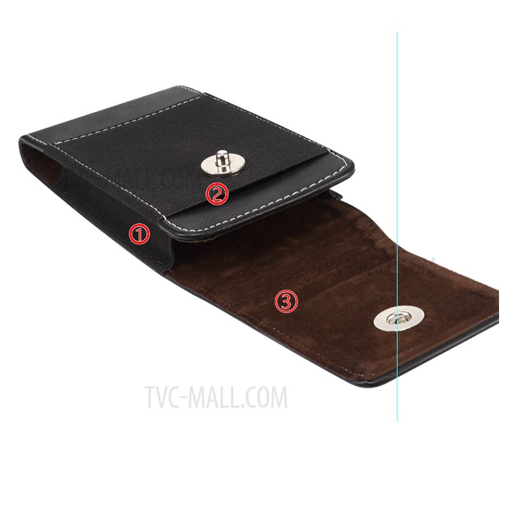 5.4-inch Clip Waist Bag Card Holder Pouch Nylon Leather Phone Case Universal for Huawei Xiaomi etc.-13