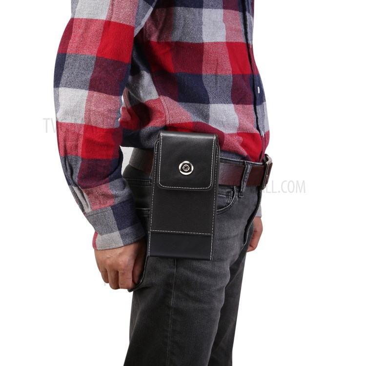 5.4-inch Clip Waist Bag Card Holder Pouch Nylon Leather Phone Case Universal for Huawei Xiaomi etc.-3