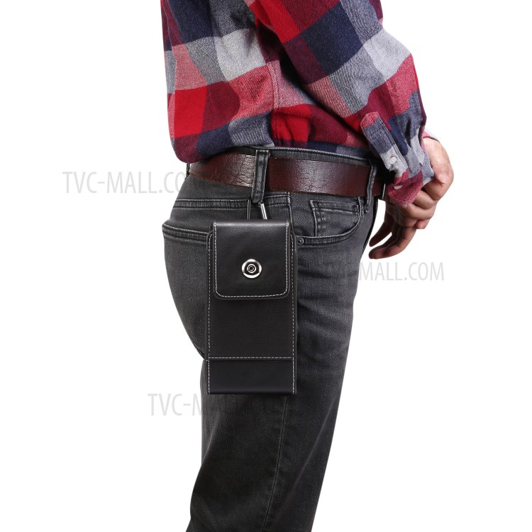 5.4-inch Clip Waist Bag Card Holder Pouch Nylon Leather Phone Case Universal for Huawei Xiaomi etc.-4