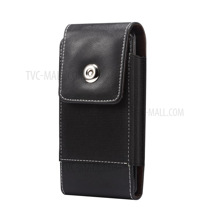 4.7-5.2-inch Clip Waist Bag Card Holder Nylon Pouch Leather Phone Case Universal for Samsung Huawei etc.-11