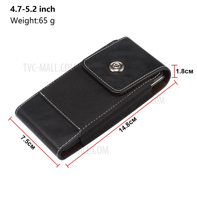 4.7-5.2-inch Clip Waist Bag Card Holder Nylon Pouch Leather Phone Case Universal for Samsung Huawei etc.-14