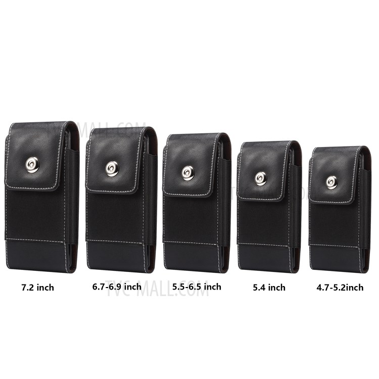 4.7-5.2-inch Clip Waist Bag Card Holder Nylon Pouch Leather Phone Case Universal for Samsung Huawei etc.-15