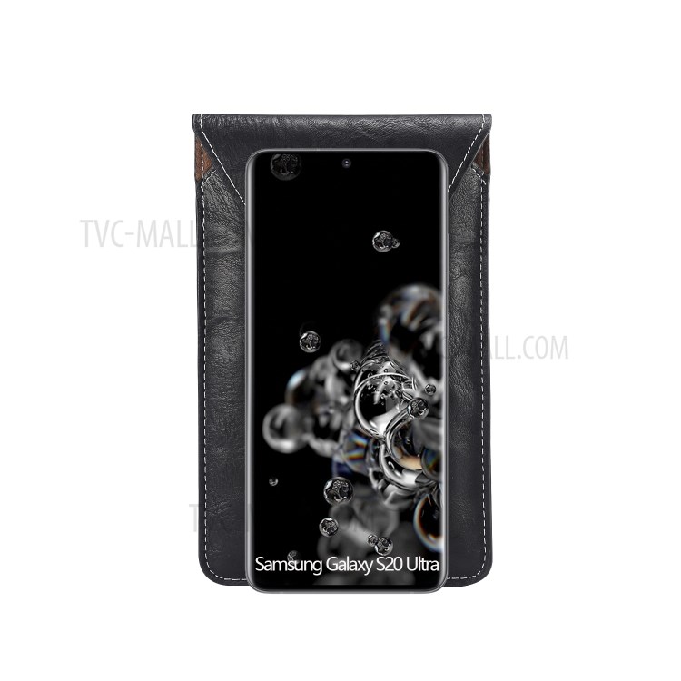Elephant Texture Universal Leather Pouch Case with Belt Loop Card Holder for 6.7-6.9 inch Phones - Black-12