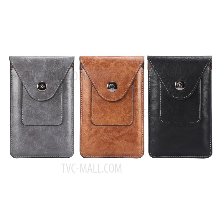 Elephant Texture Universal Leather Pouch Case with Belt Loop Card Holder for 6.7-6.9 inch Phones - Black-13