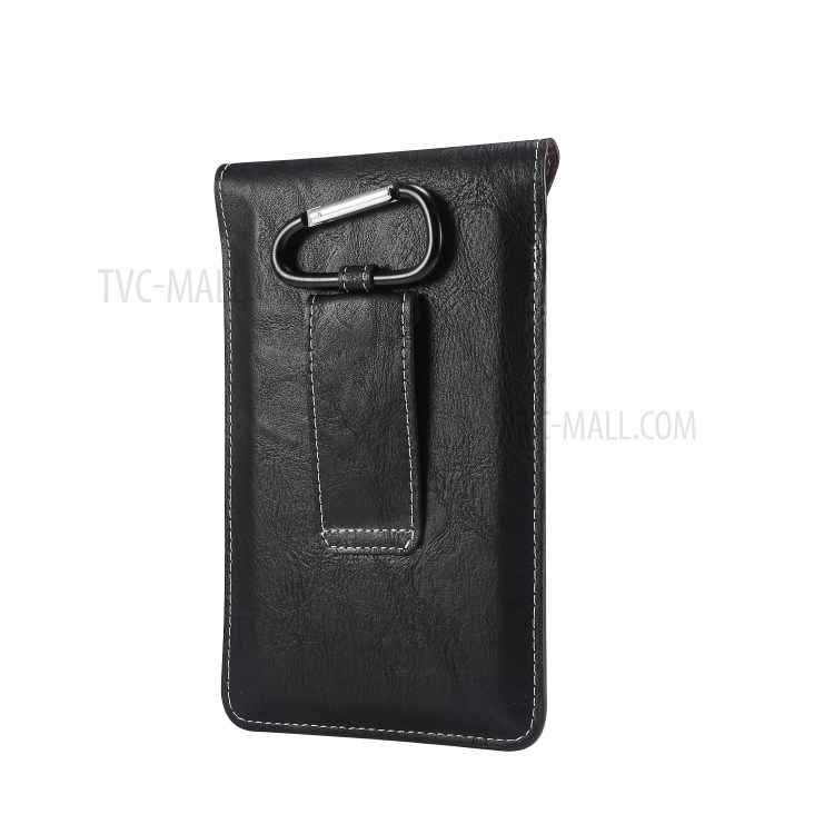 Elephant Texture Universal Leather Pouch Case with Belt Loop Card Holder for 6.7-6.9 inch Phones - Black-2