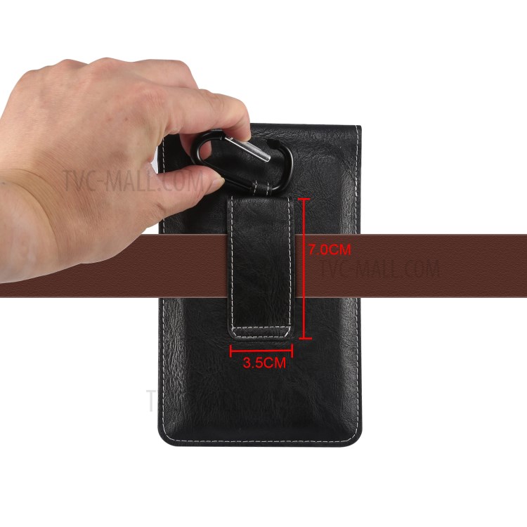 Elephant Texture Universal Leather Pouch Case with Belt Loop Card Holder for 6.7-6.9 inch Phones - Black-3