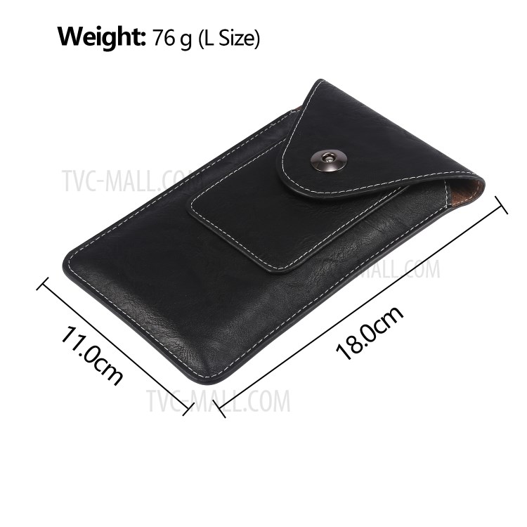 Elephant Texture Universal Leather Pouch Case with Belt Loop Card Holder for 6.7-6.9 inch Phones - Black-4