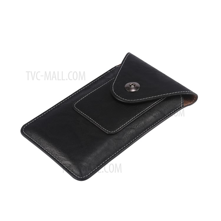 Elephant Texture Universal Leather Pouch Case with Belt Loop Card Holder for 6.7-6.9 inch Phones - Black-6