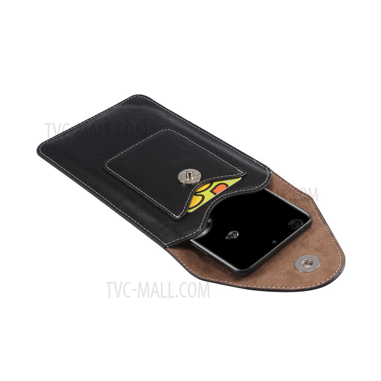 Elephant Texture Universal Leather Pouch Case with Belt Loop Card Holder for 6.7-6.9 inch Phones - Black-8