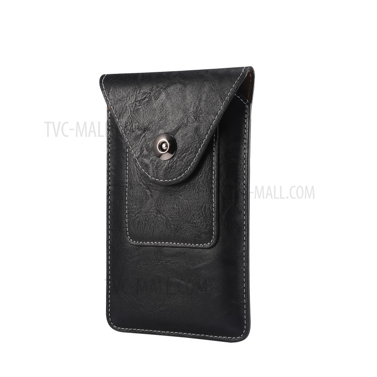 Elefante Custodia In Pelle Tessitura Fondina Con Slot Per Scheda Di Cintura Di Ciclo Per 4.7-5.3 Pollici Telefoni - Nero-1