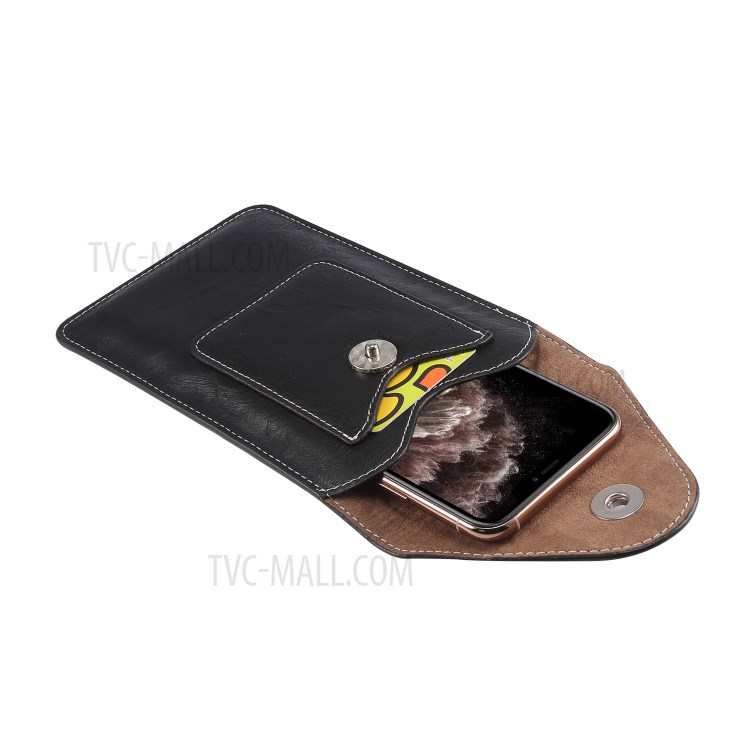 Elefante Custodia In Pelle Tessitura Fondina Con Slot Per Scheda Di Cintura Di Ciclo Per 4.7-5.3 Pollici Telefoni - Nero-7