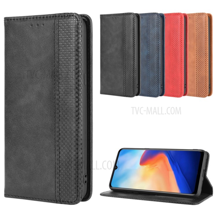 Vintage Style Leather Wallet Stand Case for Blackview A80 - Black-11