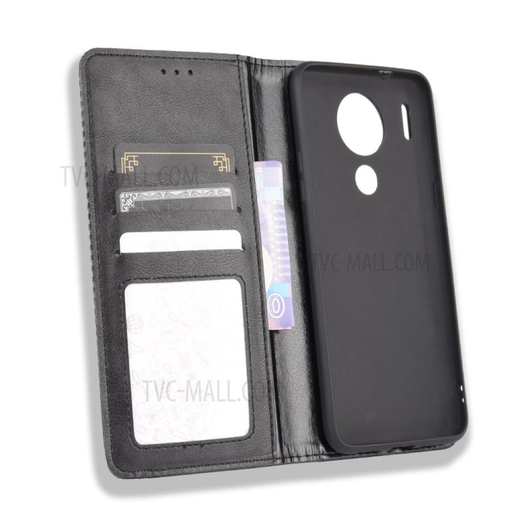 Vintage Style Leather Wallet Stand Case for Blackview A80 - Black-4