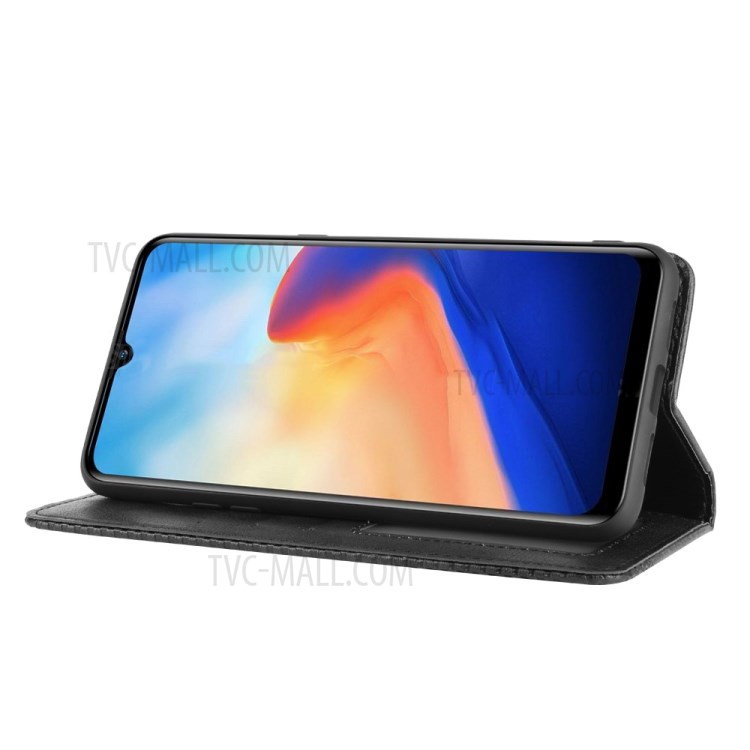 Vintage Style Leather Wallet Stand Case for Blackview A80 - Black-6