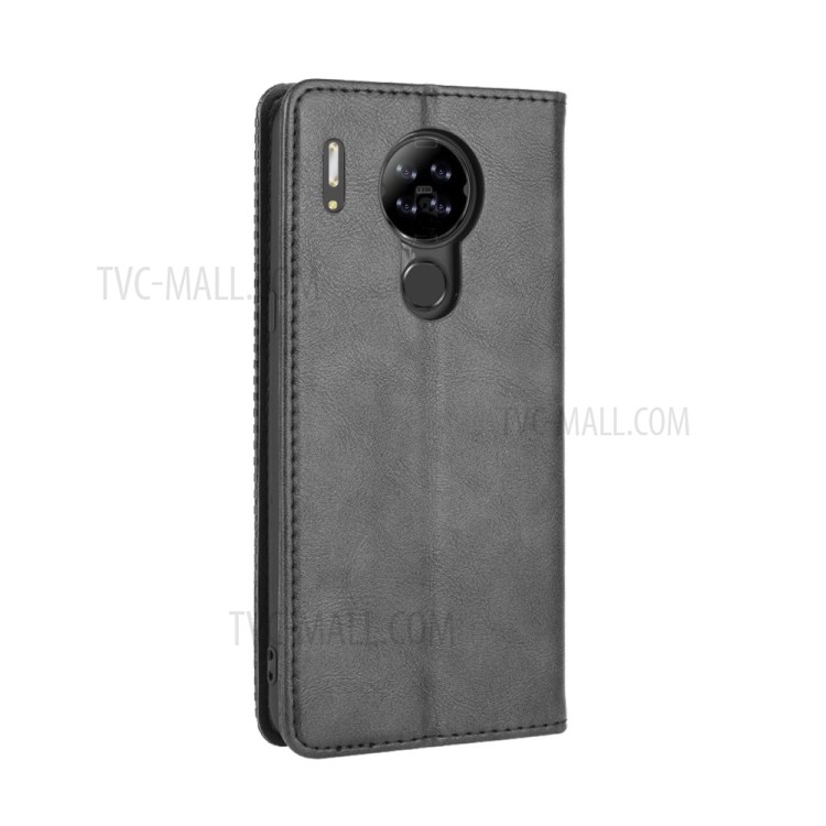 Vintage Style Leather Wallet Stand Case for Blackview A80 - Black-7