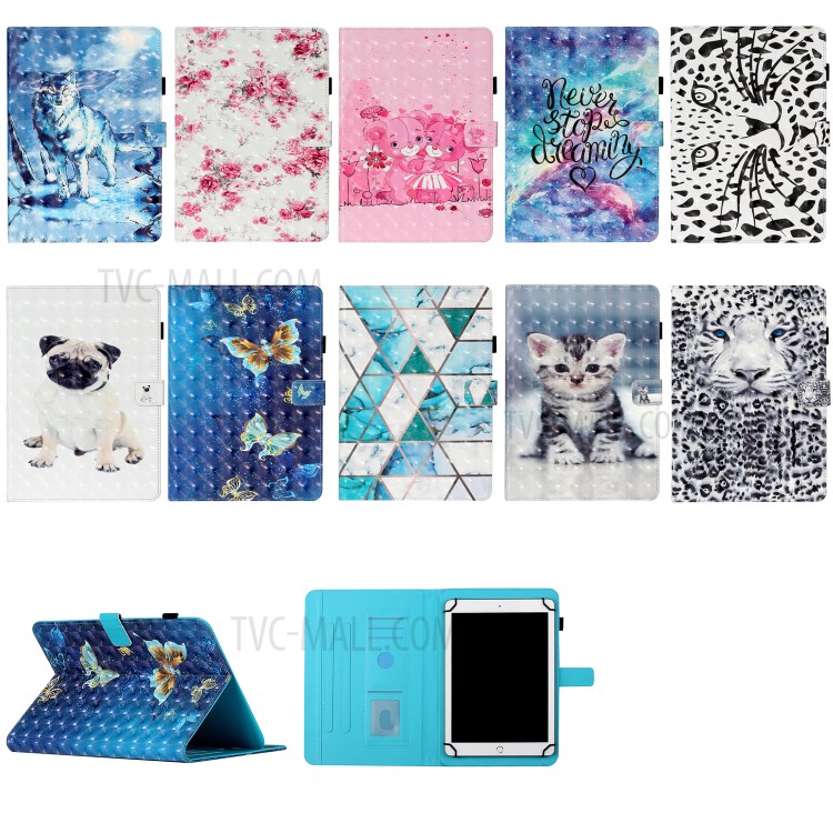 Light Spot Decor Pattern Printing Card Holder Leather Stand Protective Case for 10-inch Tablets - Marble Pattern-8